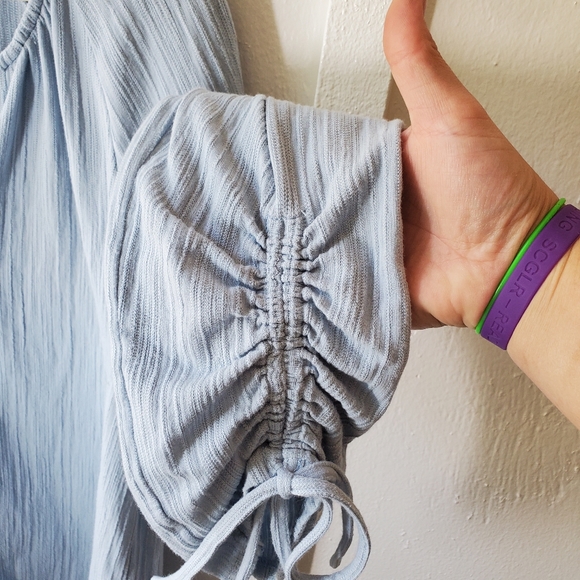 Lucky Brand Light Blue Peasant Blouse Boho - Picture 2 of 11